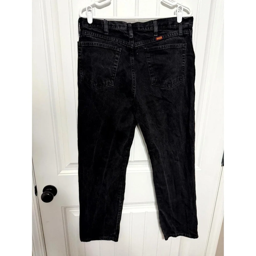 Rustler Jeans Mens 34x32 Black Straight Leg Regular Fit Denim Cotton